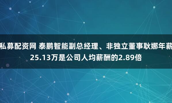 私募配资网 泰鹏智能副总经理、非独立董事耿娜年薪25.13万是公司人均薪酬的2.89倍